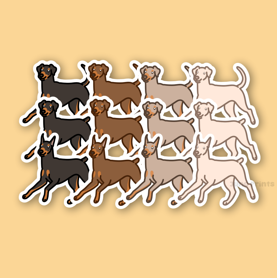 Doberman Pinscher - 3" Dobermann, German Pinscher Sticker or 2" Keychain or 3" Keychain Working