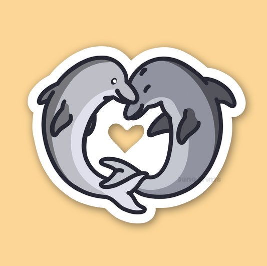 Dolphins in Love - 3" Waterproof Bottlenose Dolphin Sticker