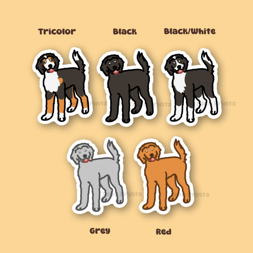 Doodles! Goldendoodle, Labradoodle, Bernedoodle, Aussiedoodle/Poodle Mix Sticker - 3" Dog Sticker or 2" Keychain Misc/Non-Sporting