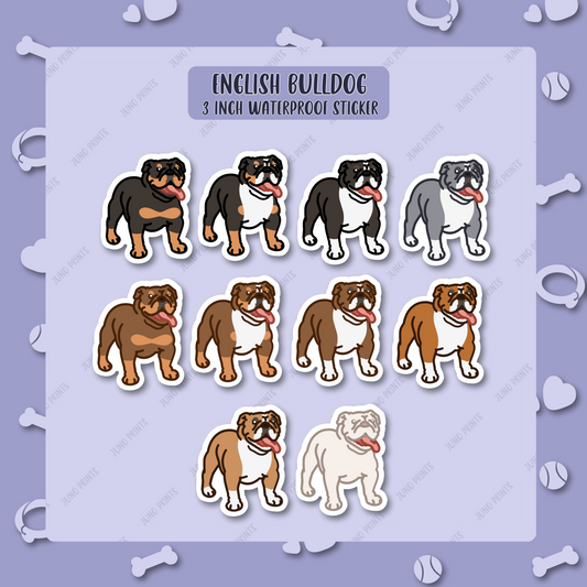 English Bulldog Sticker - 3" Waterproof UV Resistant Cute Dog Sticker