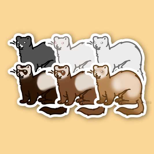 Ferret Sticker - 3" Mustelid Sticker or 2" Keychain