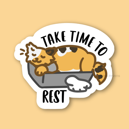 Take Time to Rest - Chef Cat Fettuccine Sticker