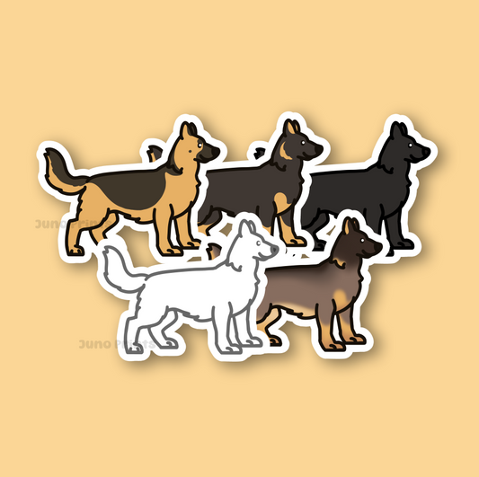 German Shepherd Dog Sticker - 3" White Swiss Shepherd Waterproof Sticker or 2" Keychain Herding