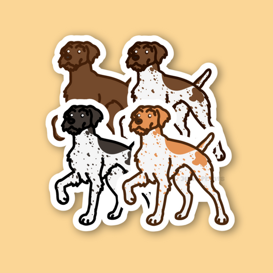 German Wirehair Pointer Pudelpointer Pointing Griffon - 3" Pointer Dog Sticker or 2" Keychain Sporting