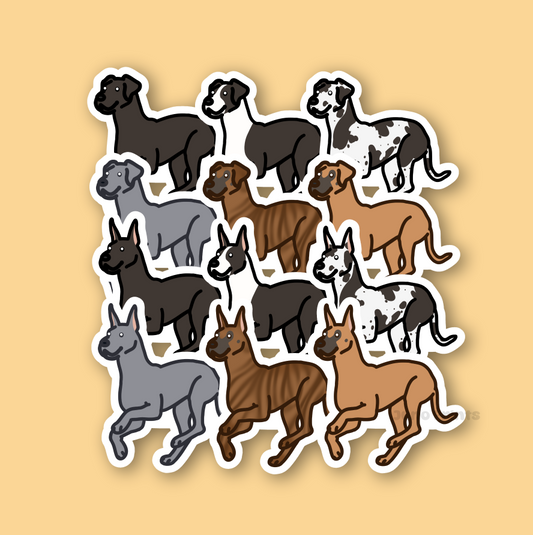 Great Dane - 3" Horse Dog Sticker or 2" Keychain Working