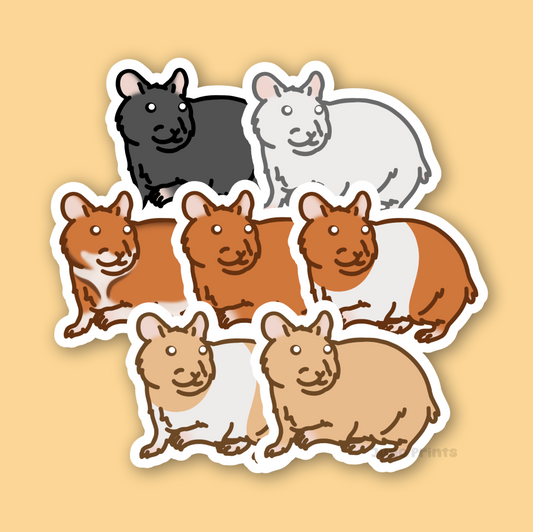 Syrian Hamster Sticker - 3" Rodent Sticker or 2" Keychain