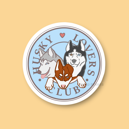 Husky Lovers Club Sticker - 3" Dog Lovers Circle Sticker Working