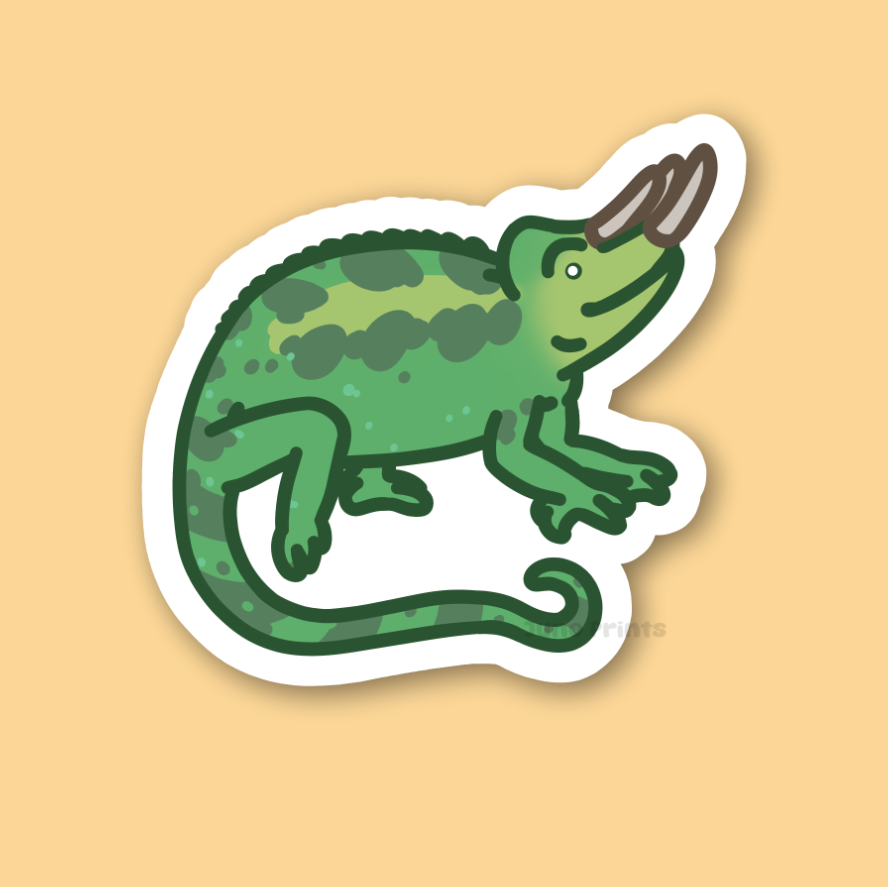 Jackson's Chameleon - 3" Three-Horned Chameleon Sticker or 2" Keychain
