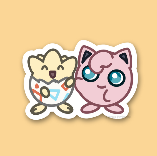 Togepi and Jigglypuff- 3" Pokemon in Love Sticker