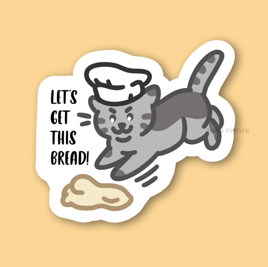 Inspirational Chef Cat Alfredo - 3" Let's Get This Bread! Sticker