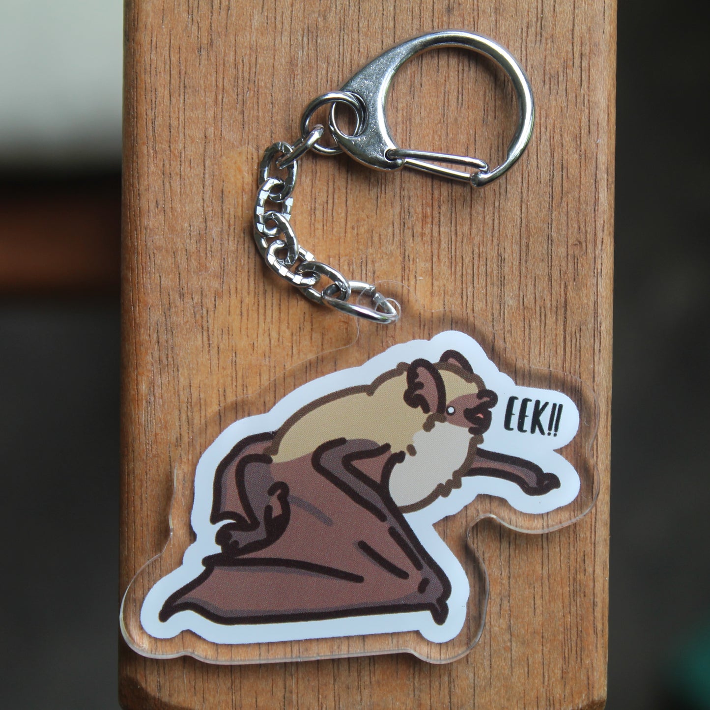 Eek!! Little Brown Bat - 3" Waterproof, UV-Resistant Sticker or 2" Acrylic Keychain - Myotis lucifugus, Microbat, Micro Bat, Mouse-Eared