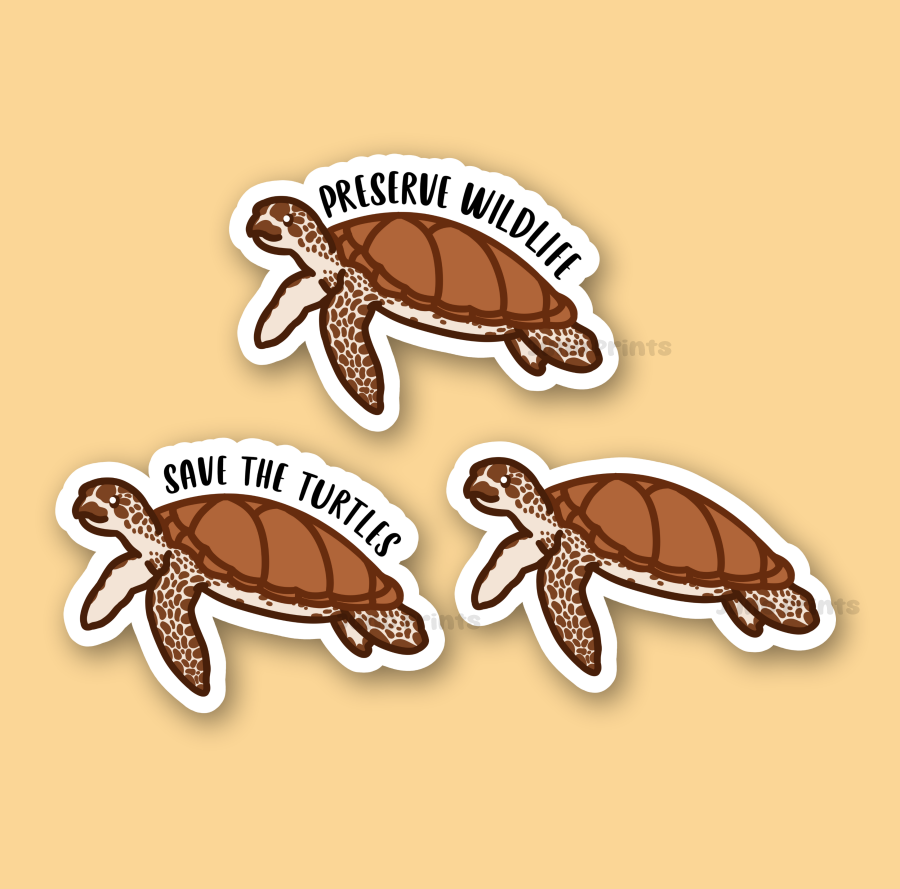 Loggerhead Turtle Sticker - 3" Marine Turtle Sticker or 2" Keychain