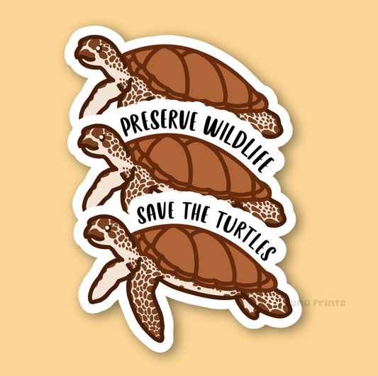 Loggerhead Turtle Sticker - 3" Marine Turtle Sticker or 2" Keychain