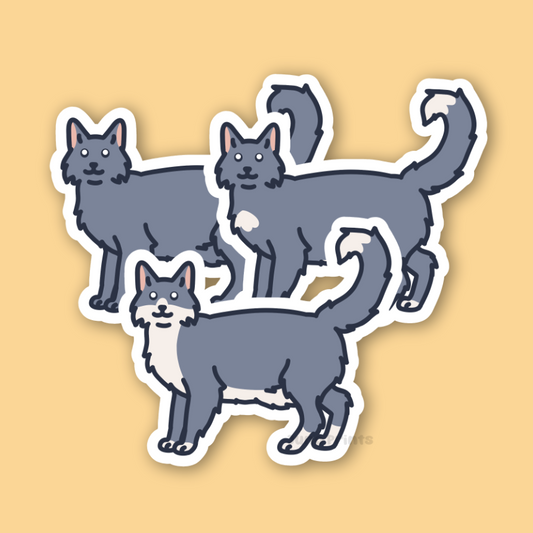 Blue Longhair Cats - 3" Russian Blue Cat Stickers