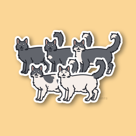 Grey/Gray Longhair Cats - 3" Sticker