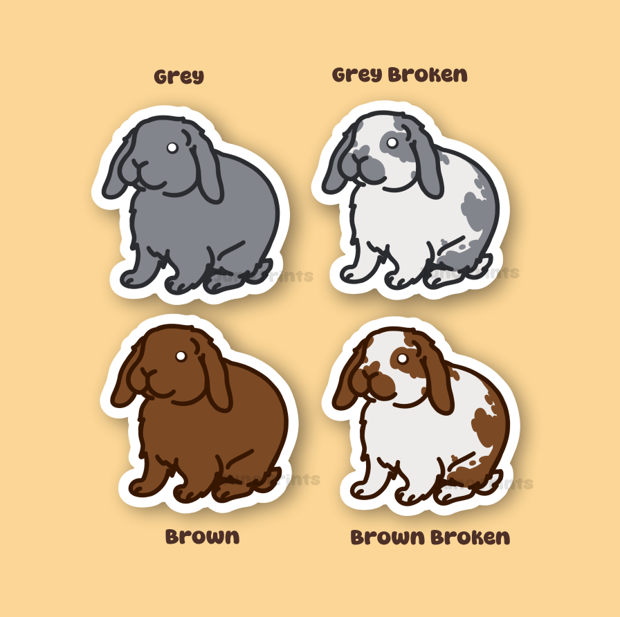 Holland Lop Sticker - 3" Holland or Other Lop Variety Rabbit Sticker or 2" Keychain