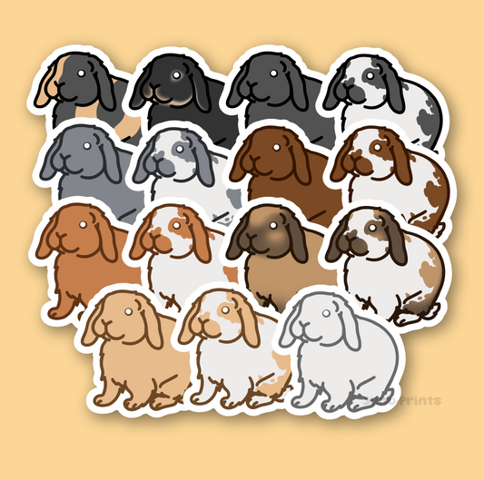 Holland Lop Sticker - 3" Holland or Other Lop Variety Rabbit Sticker or 2" Keychain