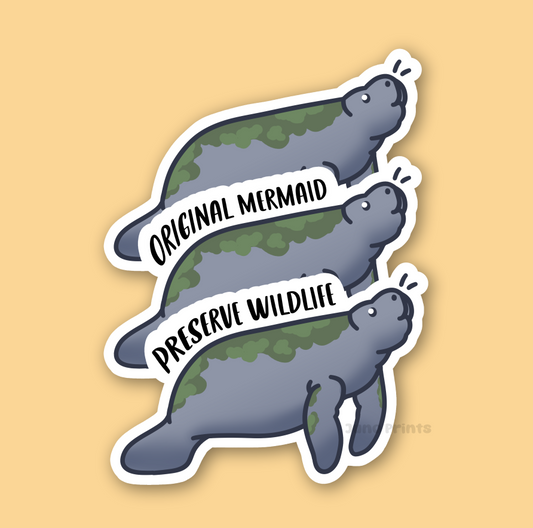 Manatee Sticker - 3" Indian Sea Cow Sticker or 2" Keychain