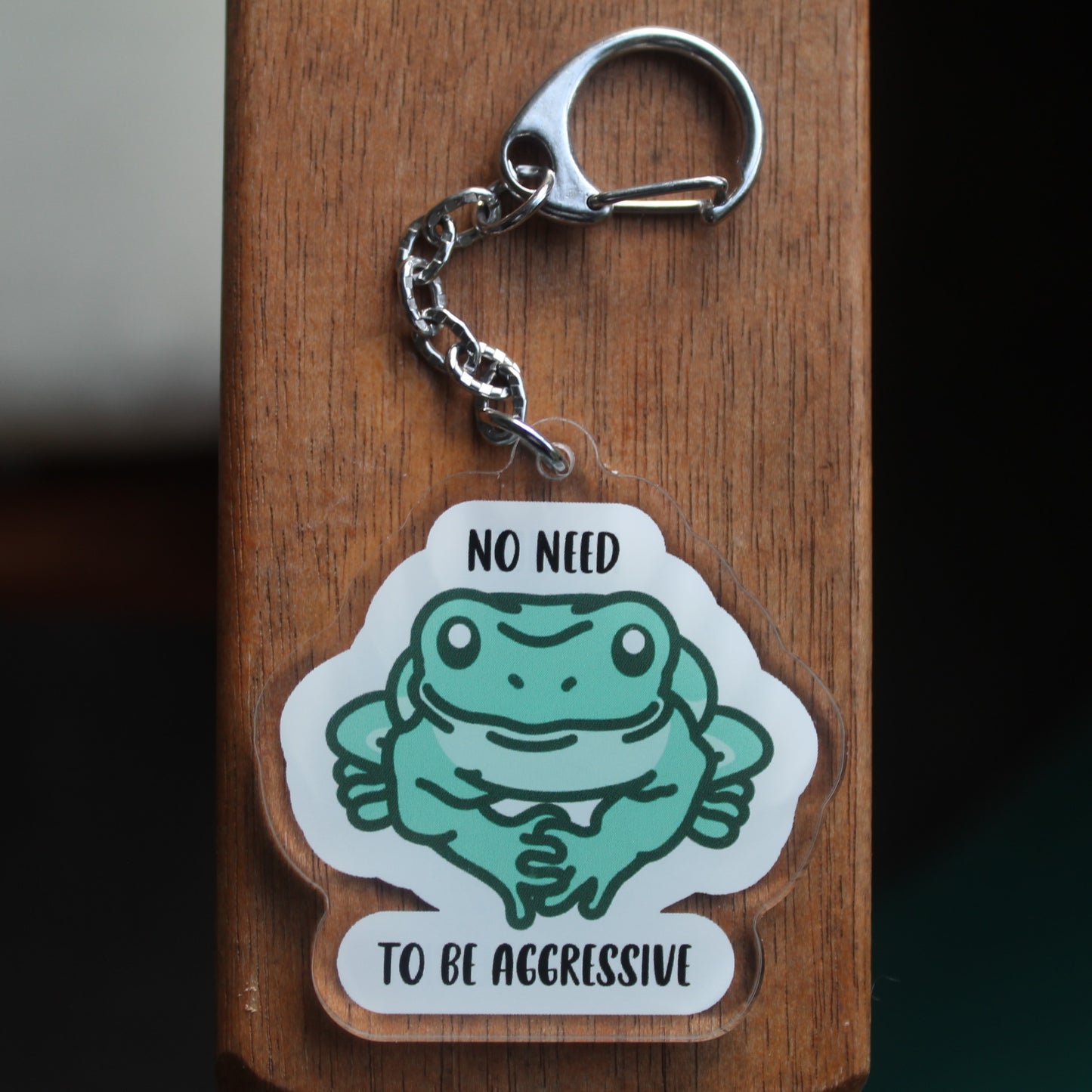 No Need to Be Aggressive Frog - 3" Australian White's Tree Frog/Dumpy Frog Sticker or 2" Keychain
