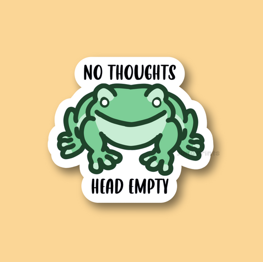 No Thoughts Head Empty - 3" Funny Dumpy Frog Sticker or 2" Keychain
