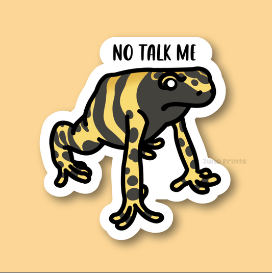 No Talk Me - 3" Yellow Banded Poison Dart Frog Sticker or 2" Keychain