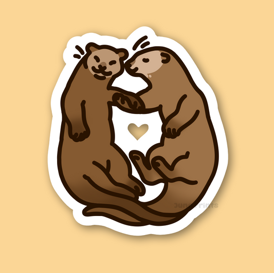 Otters in Love - 3" Waterproof Sea Otter Sticker