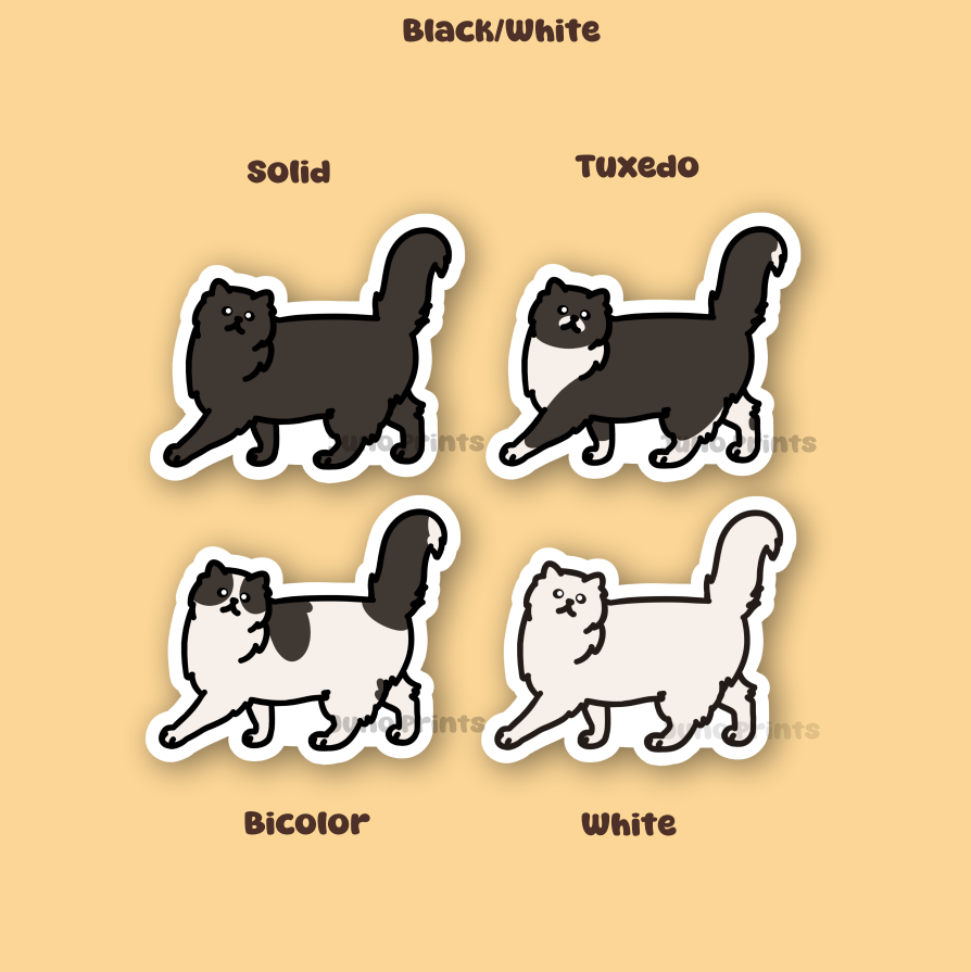Persian Cat Sticker - 3" Fancy Longhair Sticker