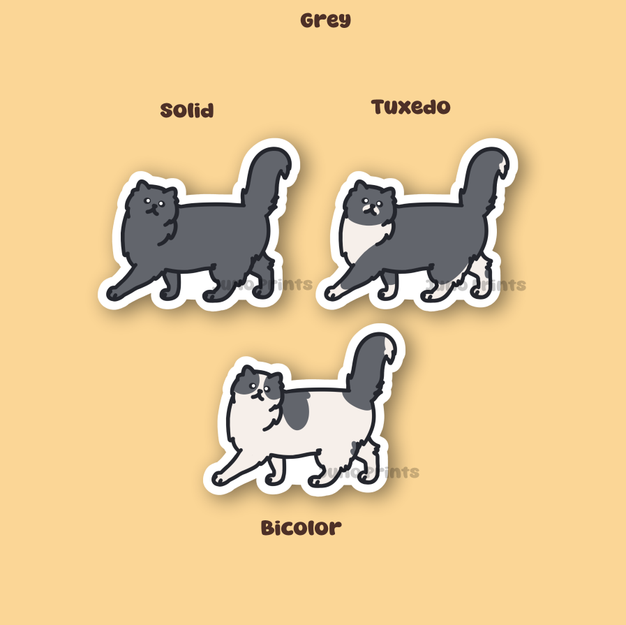 Persian Cat Sticker - 3" Fancy Longhair Sticker