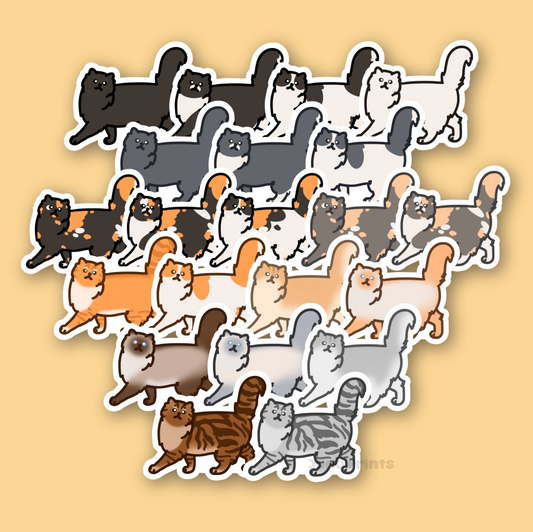 Persian Cat Sticker - 3" Fancy Longhair Sticker
