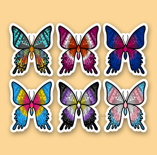 Madagascan Sunset Moth LGBT+ Pride Moth/Butterfly - 3" Chrysiridia rhipheus Sticker