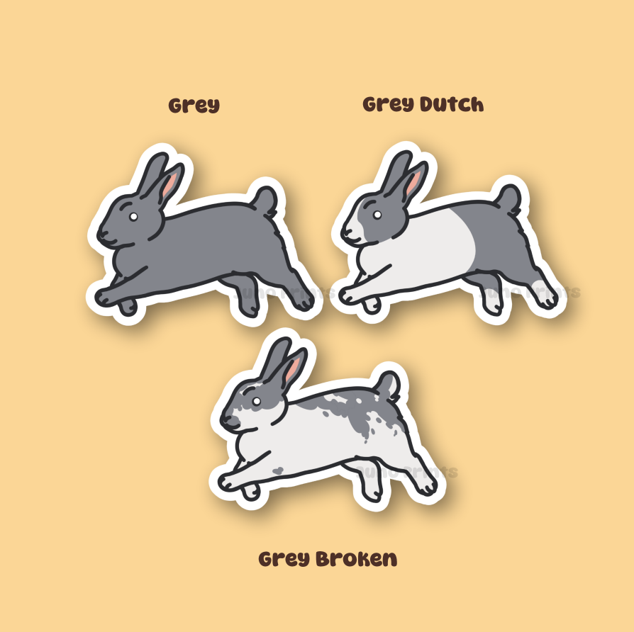 Rabbit Sticker - 3" American, Dutch, Cinnamon, Sable, Rex, and/or Californian/Himalayan or 2" Keychain
