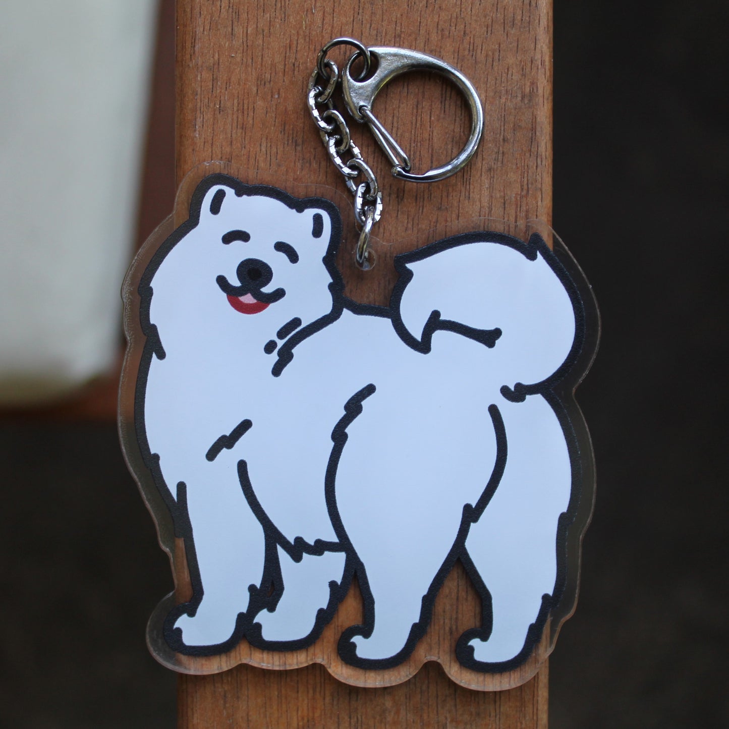 Samoyed Dog - 3" Fluffy Dog Sticker or 2" Keychain or 3" Keychain Working