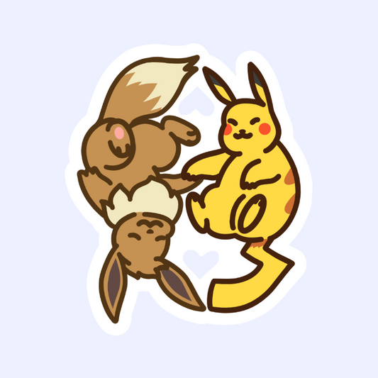 Pikachu and Eevee Reversible 3" Sticker - Pokemon in Love