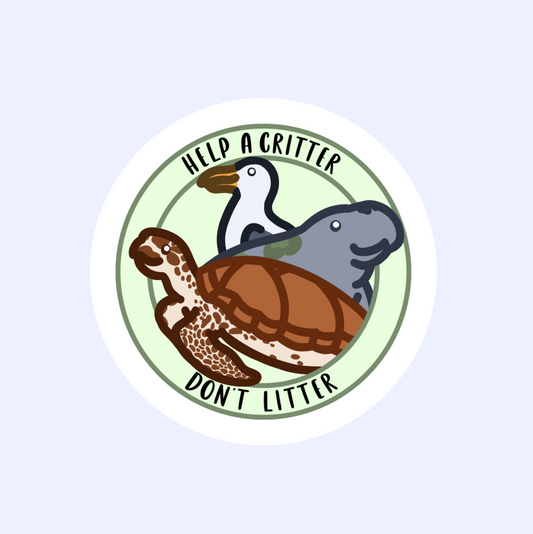 Help a Critter, Don't Litter - Waterproof Bumper Sticker - 20% of Profits Donated to Conservation Florida