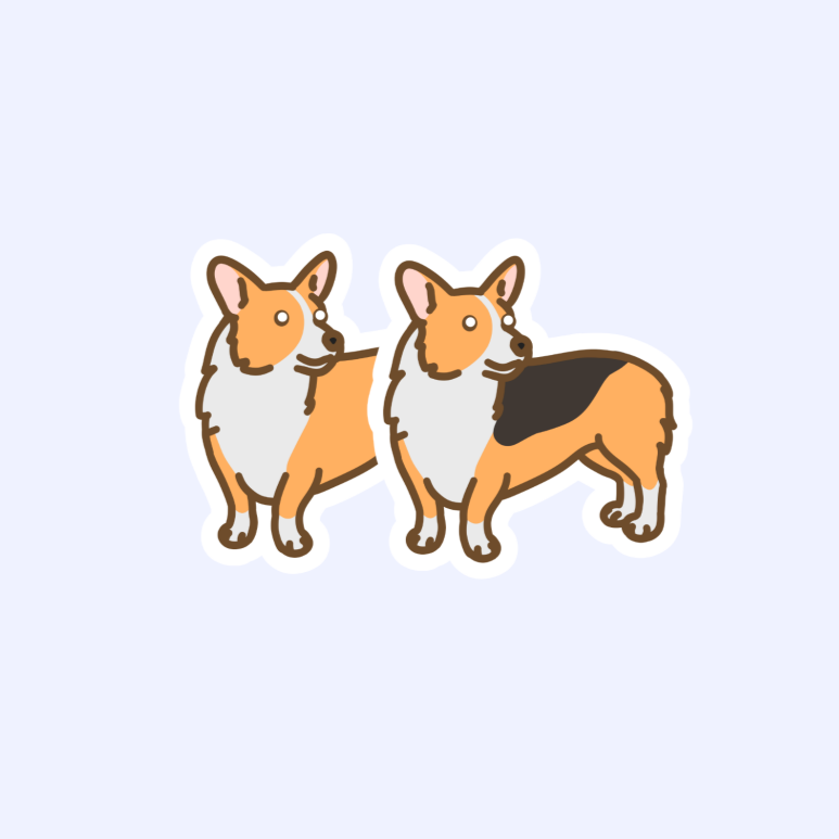 Corgi Sticker - 3" Pembroke Welsh or Cardigan Waterproof Corgi Sticker