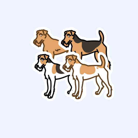 Wire Fox Terrier Irish Terrier Welsh Terrier Lakeland Airedale Terrier - 3" Waterproof Sticker