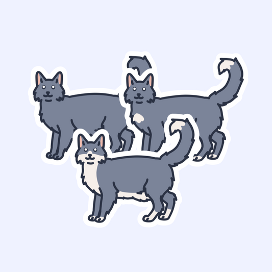 Blue Longhair Cats - 3" Cat Stickers