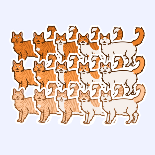 Orange Longhair Cat Stickers - 3" Dark, Medium, Light Oranges