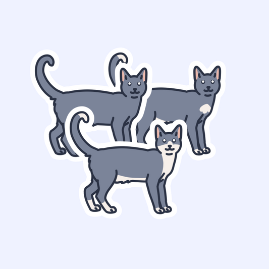 Blue Shorthair Cats - 3" Cat Stickers