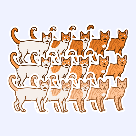 Orange Shorthair Cat Stickers - 3" Dark, Medium, Light Oranges
