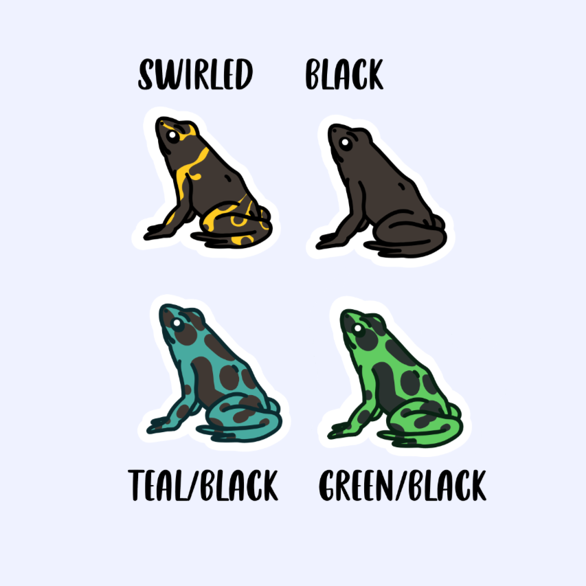 Poison Dart Frog - Dyeing Dart Frog, Azureus, and more, 3" Frog Sticker