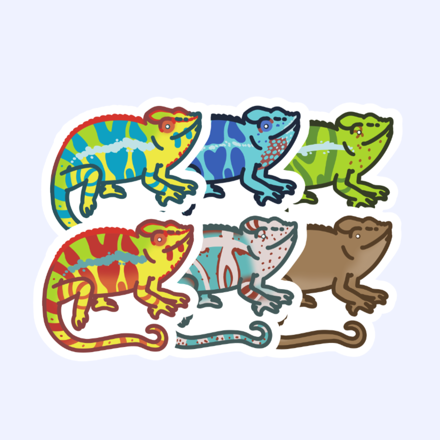 Panther Chameleon - 3" Chameleon Sticker