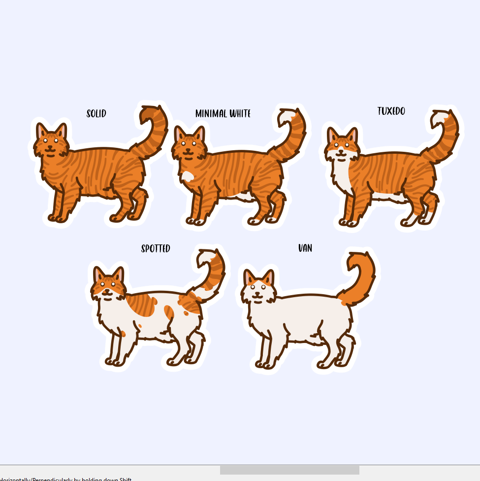 Orange Longhair Cat Stickers - 3" Dark, Medium, Light Oranges