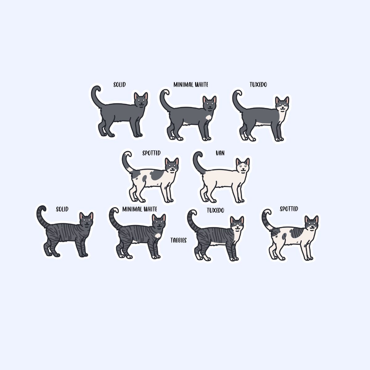 Grey/Gray Shorthair Cats - 3" Solid and Tabby Cats