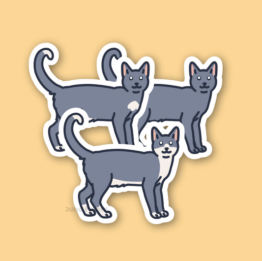 Blue Shorthair Cats - 3" Cat Stickers