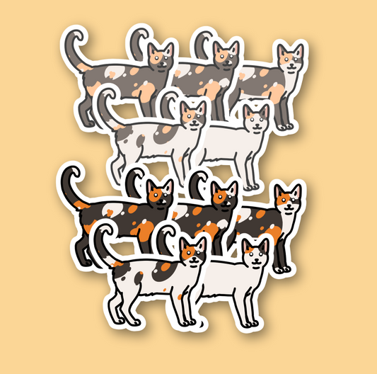 Calico or Tortoiseshell Domestic Shorthair Sticker - 3" Regular or Dilute Cat Sticker
