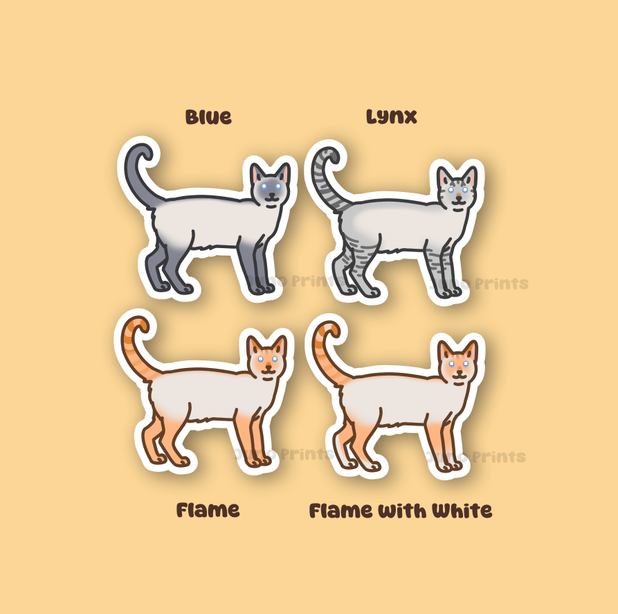 Colorpoint Siamese Shorthair Cats - 3" Tonkinese, Burmese Sticker