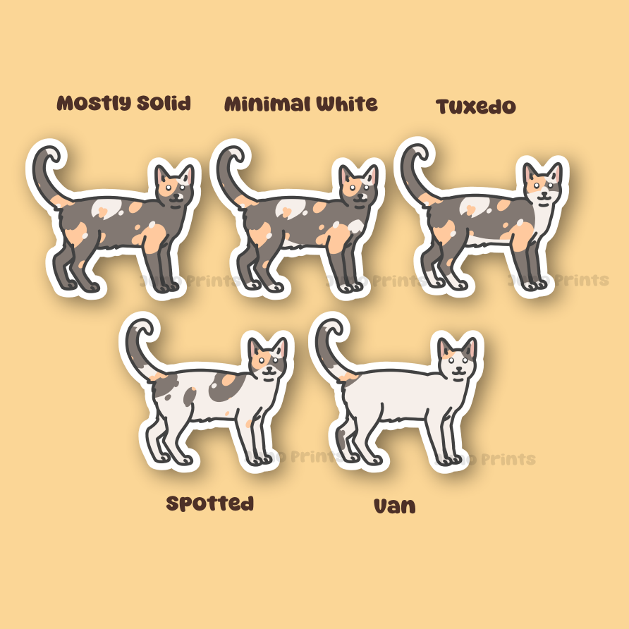 Calico or Tortoiseshell Domestic Shorthair Sticker - 3" Regular or Dilute Cat Sticker