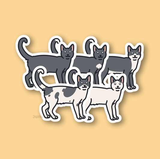 Grey/Gray Shorthair Cats - 3" Cat Sticker