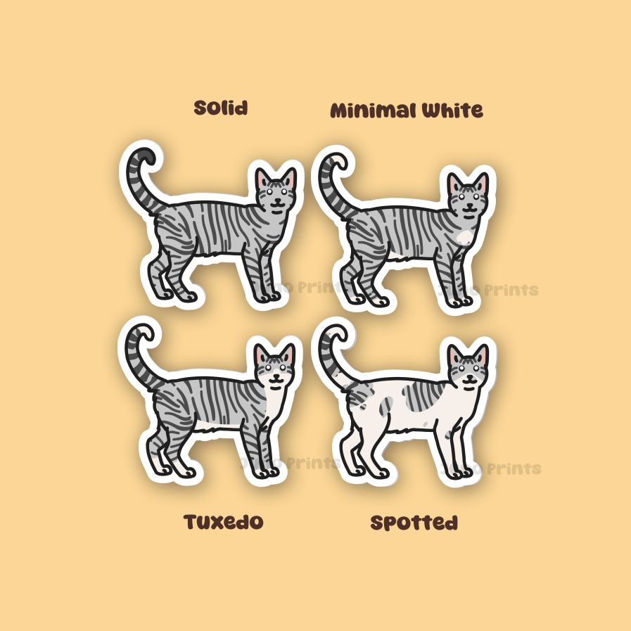 Silver Tabby Shorthair Cats - 3" Cat Stickers